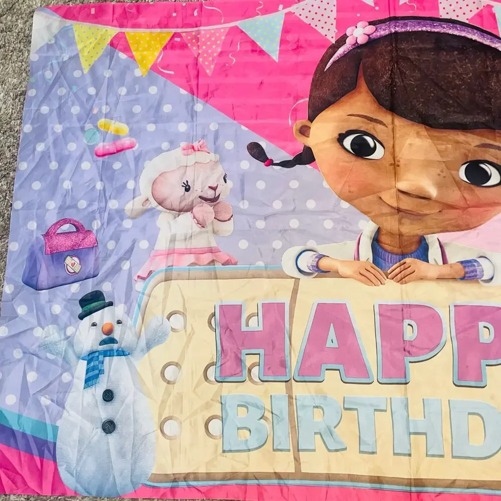 Disney Doc McStuffins Party Backdrop Birthday Decoration Play Room Banner 59x38